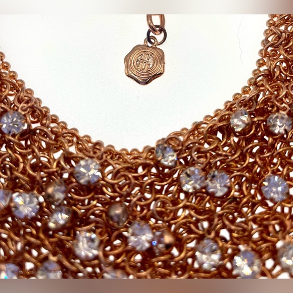 Outstanding Signed Graziano Gold Tone Cubic Zirconia Crystal Bib Necklace - Picture 7 of 12